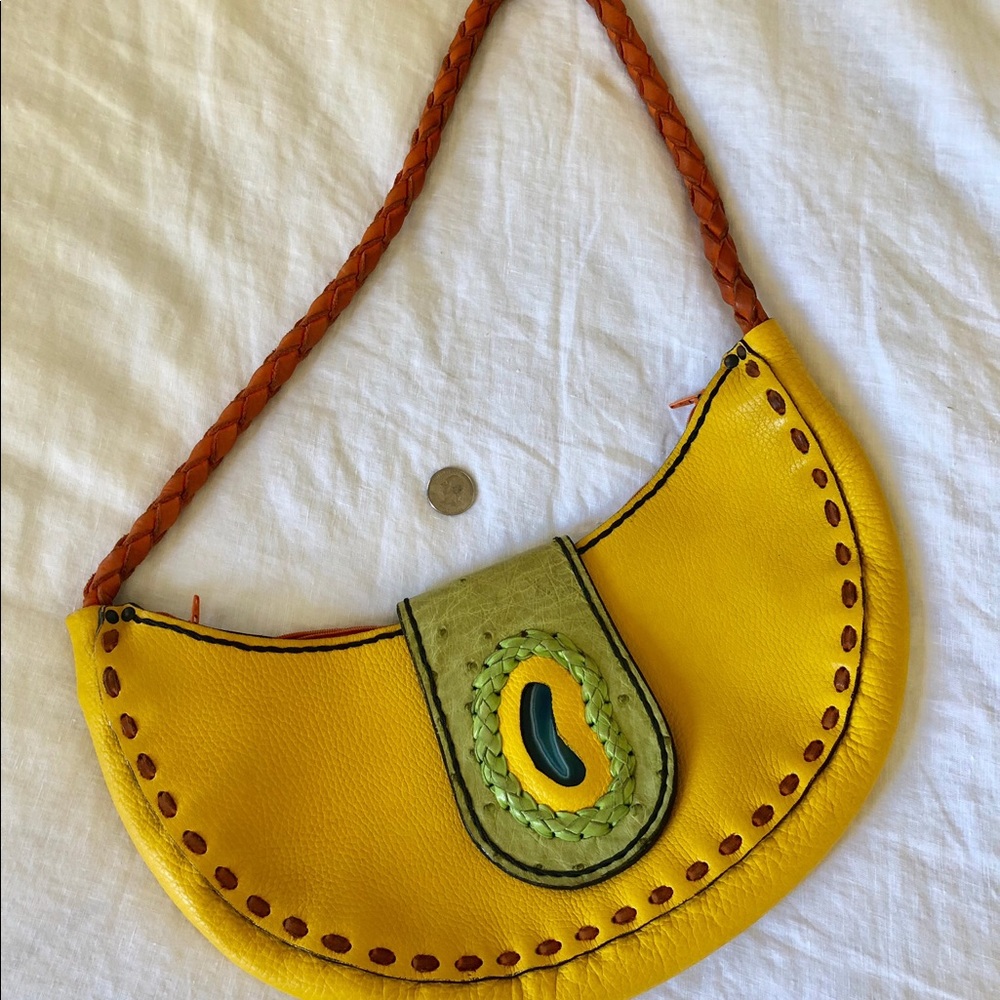 Gemstone detail leather bag